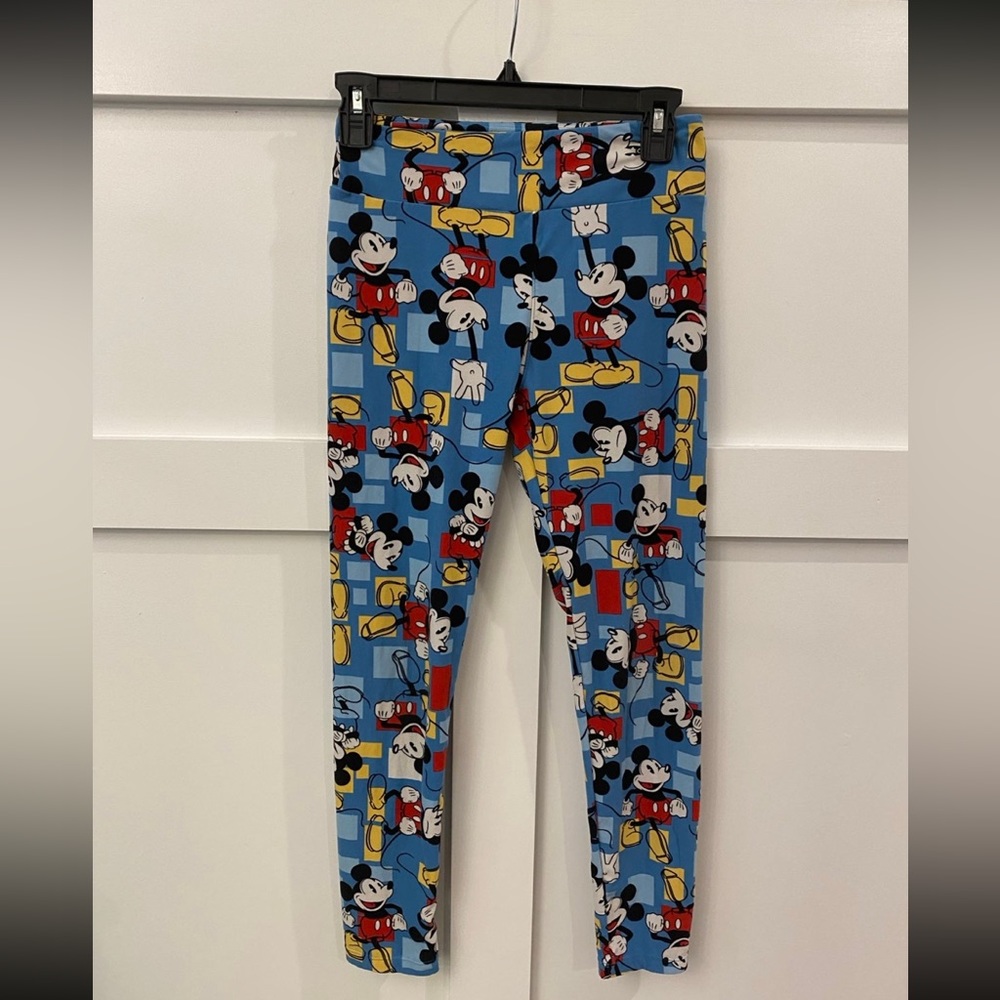 LuLaRoe Blue Red Yellow Black White Disney Mickey Mouse‎ One Size Leggings